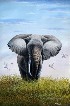 Elefante toro de África Pinturas al óleo